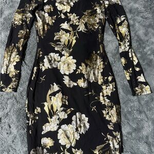 Elegant Black and Gold Floral Dress